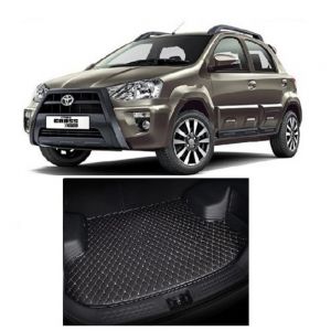 7D Car Trunk/Boot/Dicky PU Leatherette Mat for Etios Cross - Black